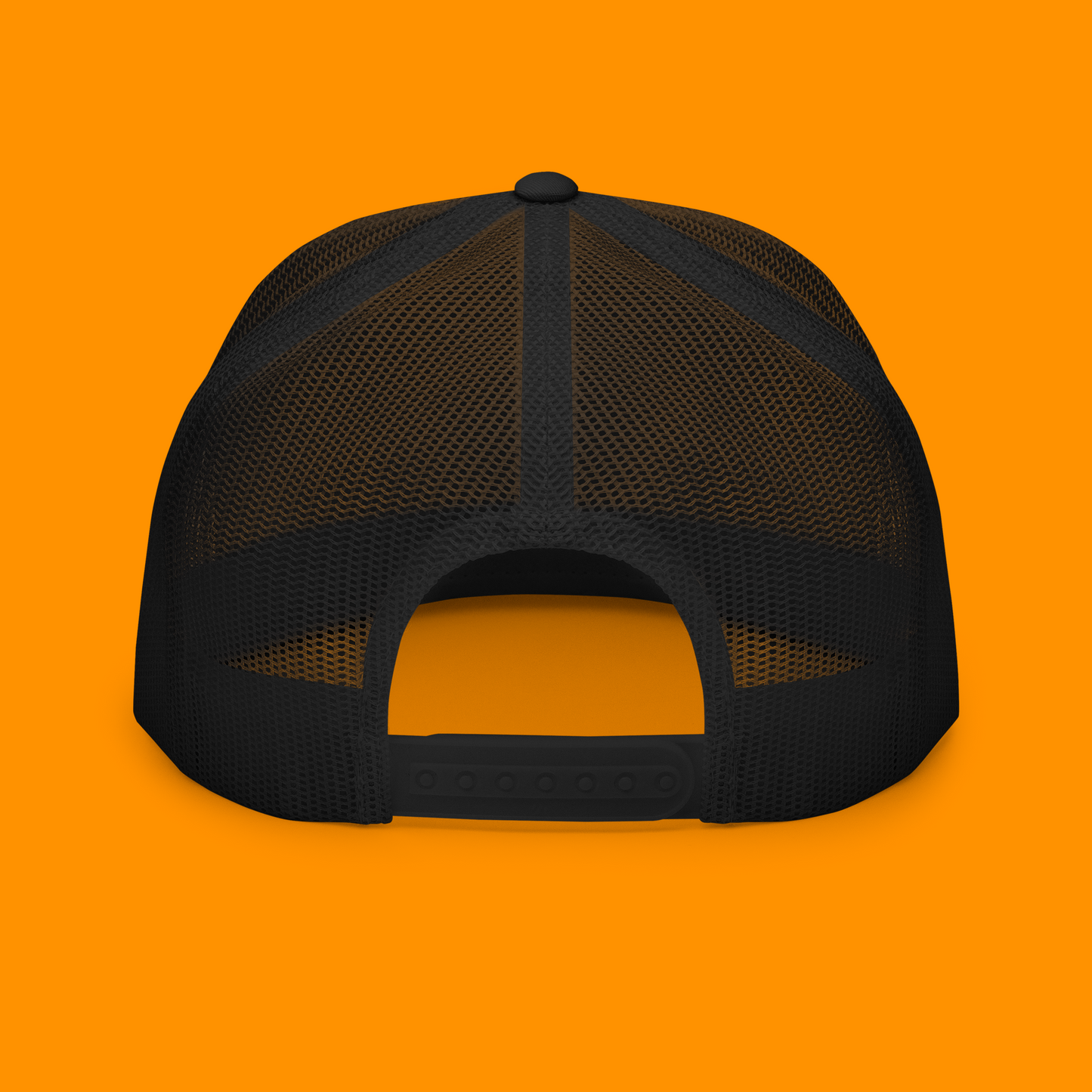 Trucker Cap, Black on Black Robot Sunrise Logo, 3D Puff