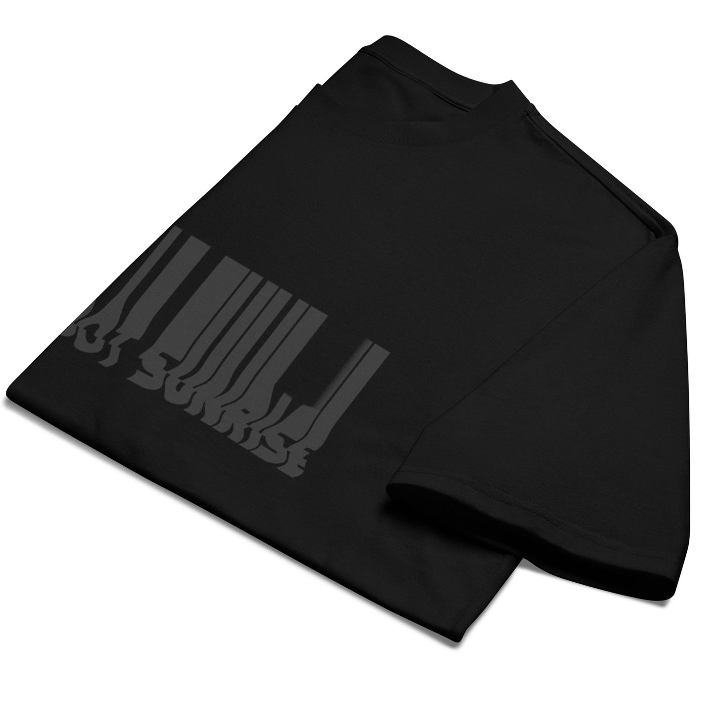 Super-Oversized Heavyweight T-Shirt, Black on Black Robot Sunrise Logo