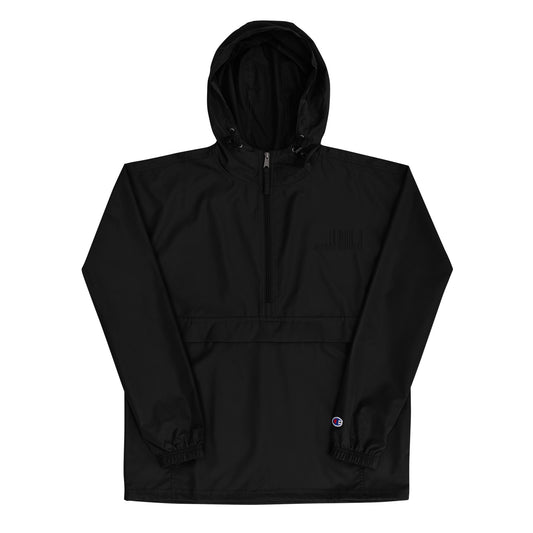 Embroidered Packable Jacket, Robot Sunrise Black Logo