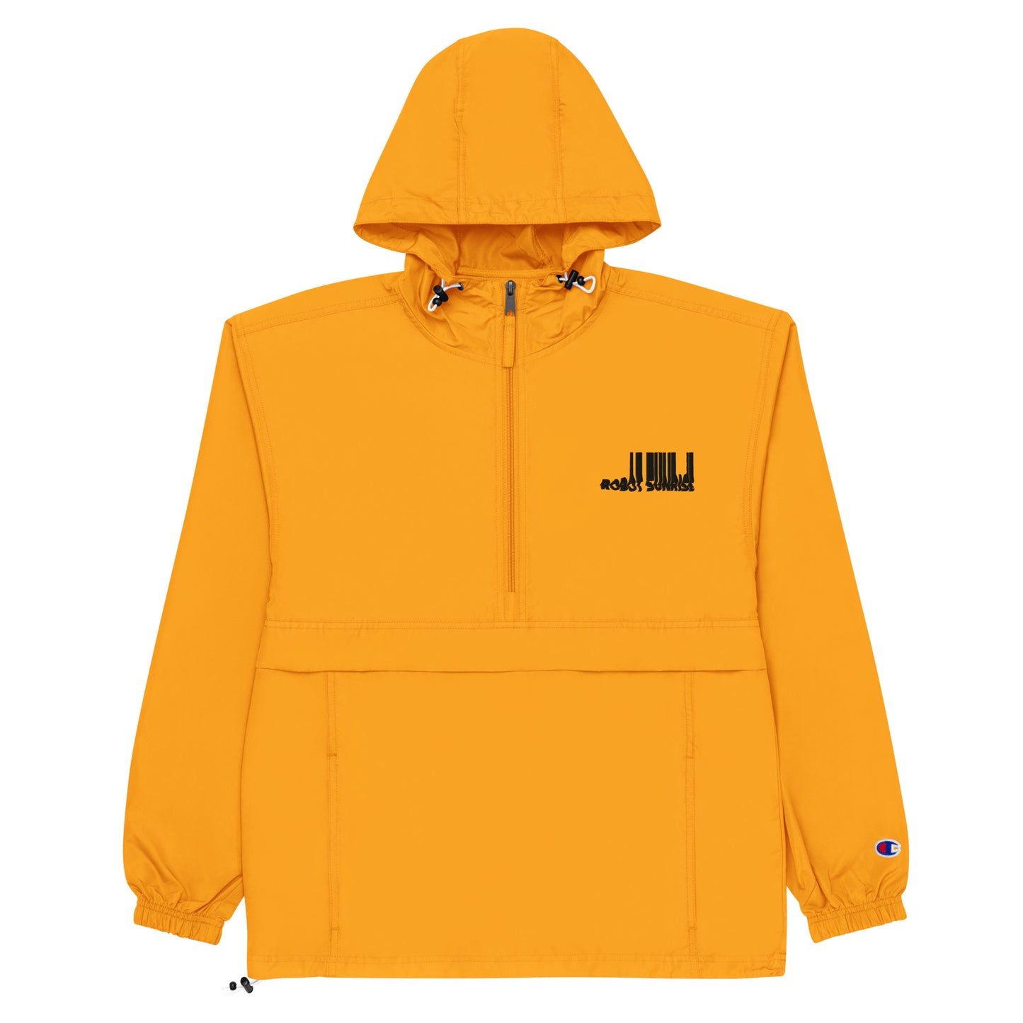 Embroidered Packable Jacket, Robot Sunrise Black Logo