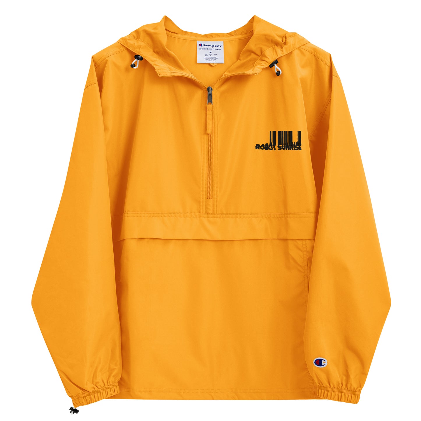 Embroidered Packable Jacket, Robot Sunrise Black Logo