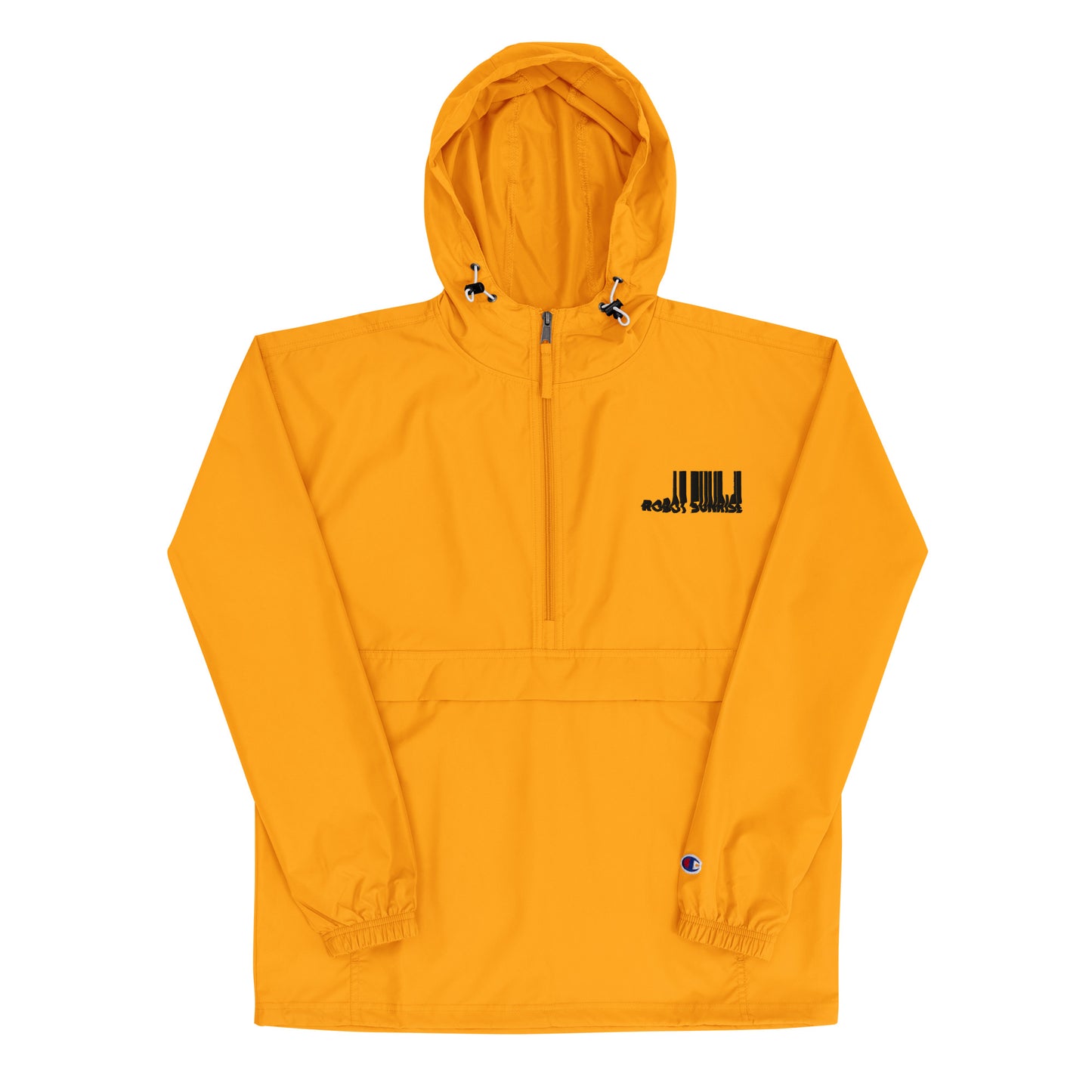 Embroidered Packable Jacket, Robot Sunrise Black Logo
