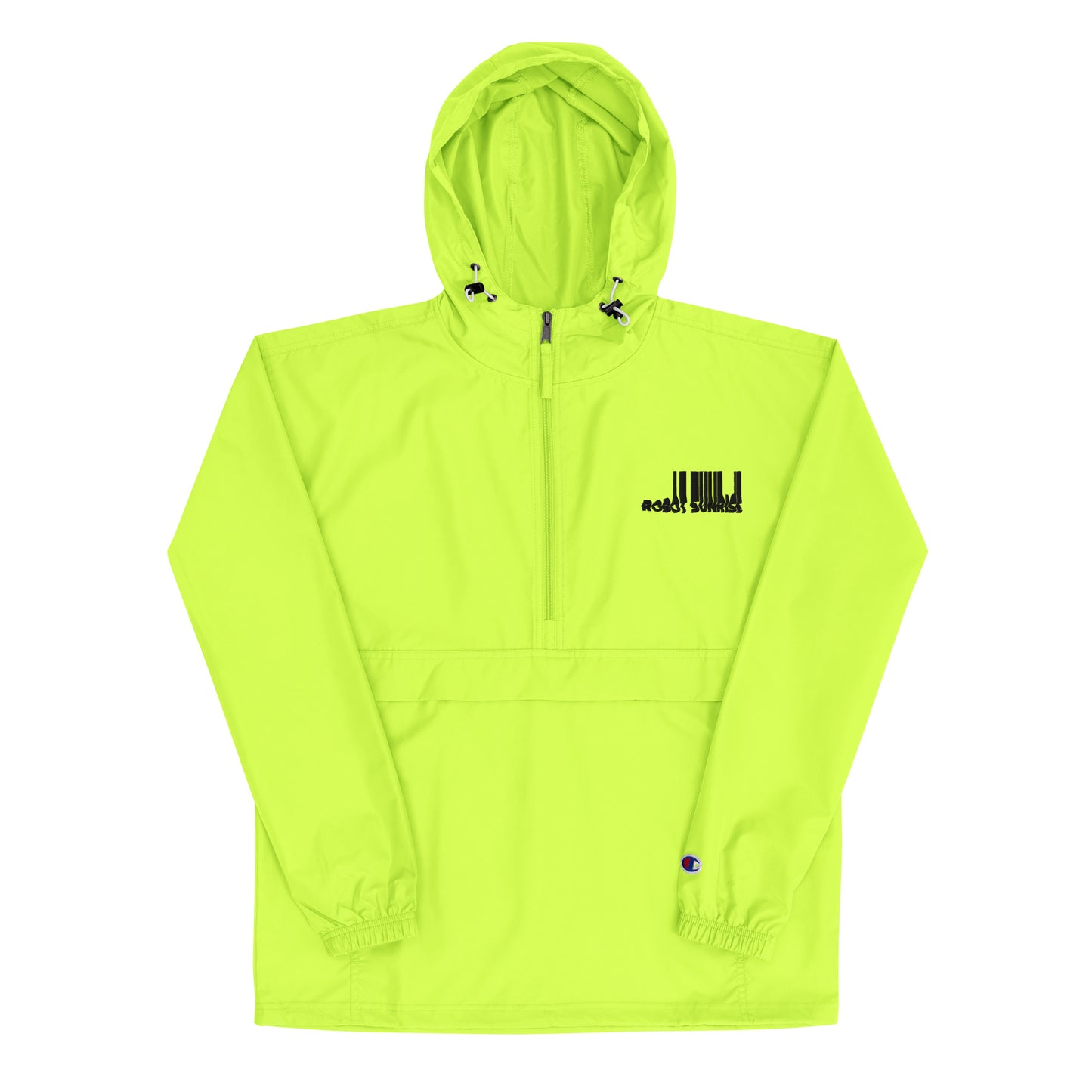 Embroidered Packable Jacket, Robot Sunrise Black Logo